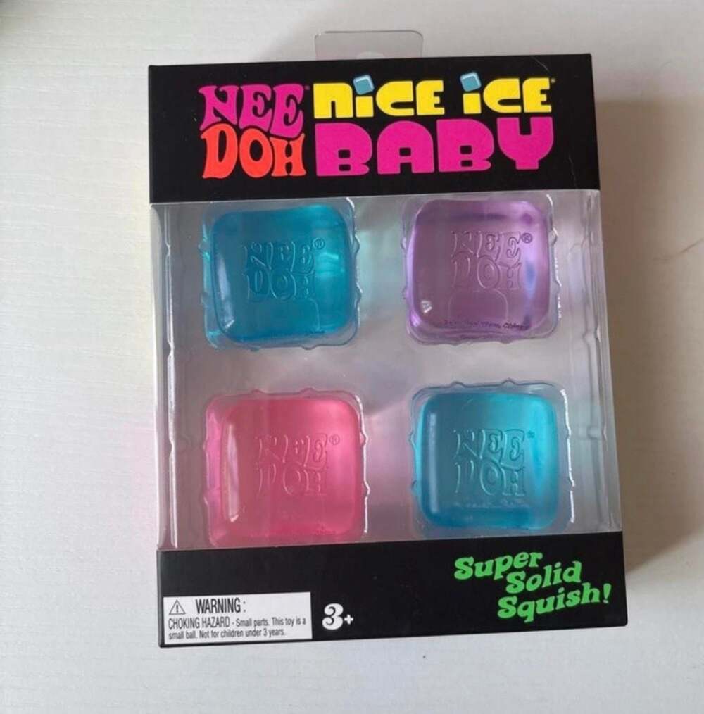 NeeDoh Nice Ice Baby 4 Pack Set of Four Mini Ice Cube Super Solid Squish Toys